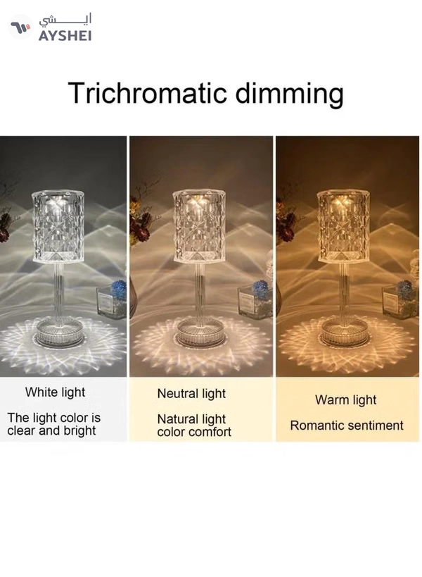 Yuwell 16 Colors RGB Crystal Table Lamp Diamond Lamp Multi-Color Remote Control Touch Table Light USB Charging Romantic Acrylic LED Night Light Modern Home Decoration
