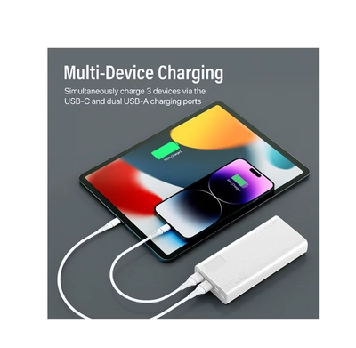 PROMATE 20000 mAh Bolt Compact Smart Charging Power Bank With Dual USB-A & USB-C Output 10W White-5