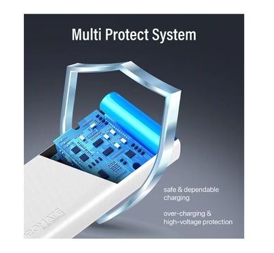 PROMATE 20000 mAh Bolt Compact Smart Charging Power Bank With Dual USB-A & USB-C Output 10W White-6