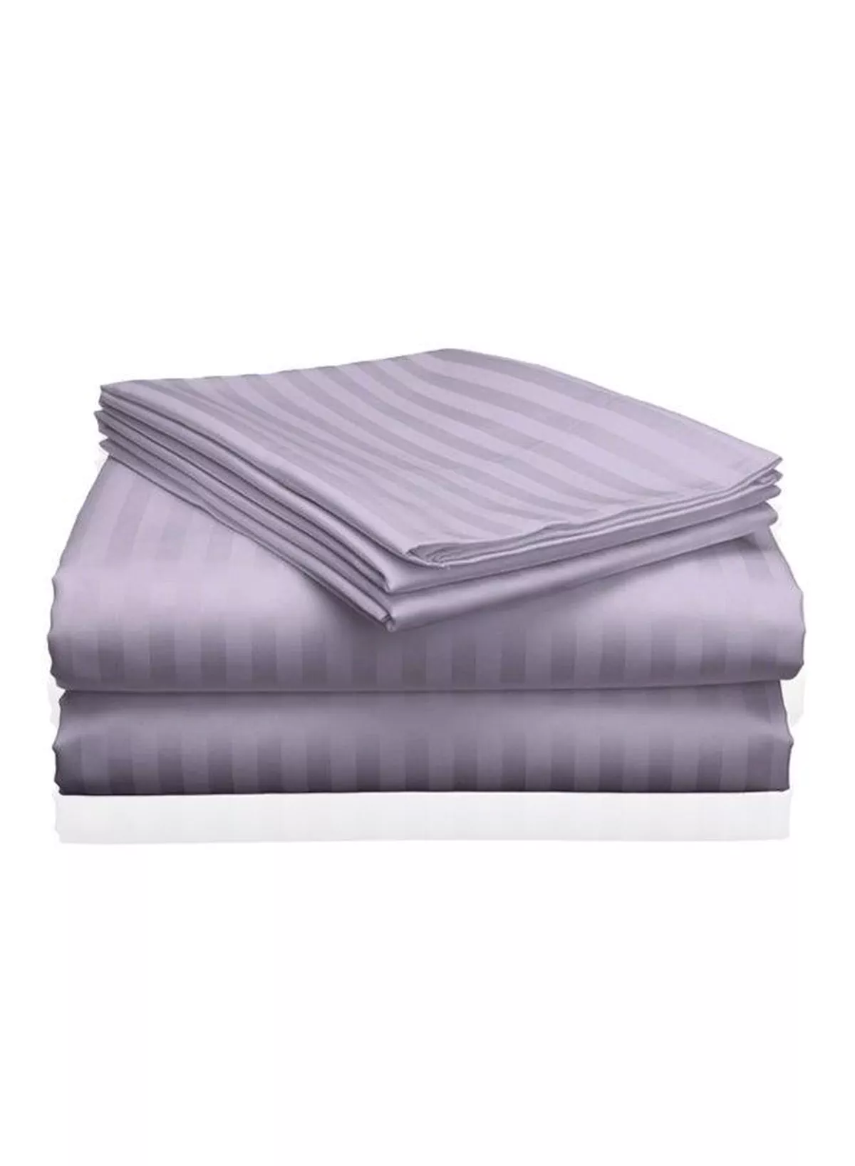 3 Piece Super King Lilac Striped Bed Sheet Set – Ultra-Soft Microfiber Striped Sheet & 2 Pillowcases, Breathable Luxury Bedding for Home & Hotel Use-3-3