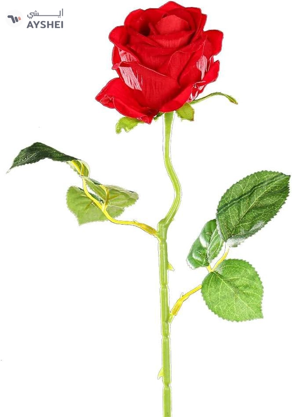 Yatai Artificial Single Red Rose 3 pcs, Nature Look Red Roses for Bouquet Filling