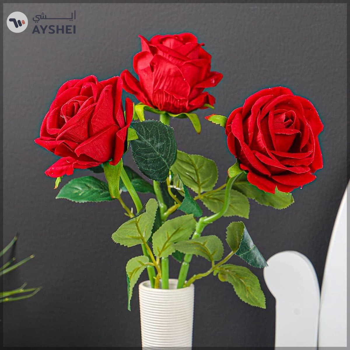 Yatai Artificial Single Red Rose 3 pcs, Nature Look Red Roses for Bouquet Filling-3-3