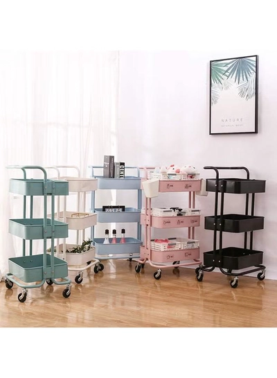 Roman Gifts 3 Tier Trolley Storage Cart With Wheels Pearl White 43.5x33x87cm-5