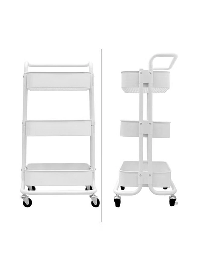 Roman Gifts 3 Tier Trolley Storage Cart With Wheels Pearl White 43.5x33x87cm-4