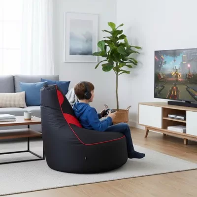Premium Filled Gaming Bean Bag Chair – High-Back Quilted Seat, Side Pockets, Headphone Hanger & Water-Repellent Fabric – Ergonomic Support for Gaming, Lounge & Movie Nights-5