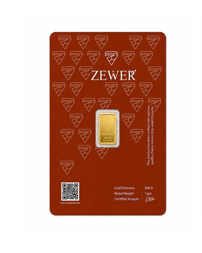 Zewer 1g 24K 999.9 Fine Gold Bar with Floral Design-1