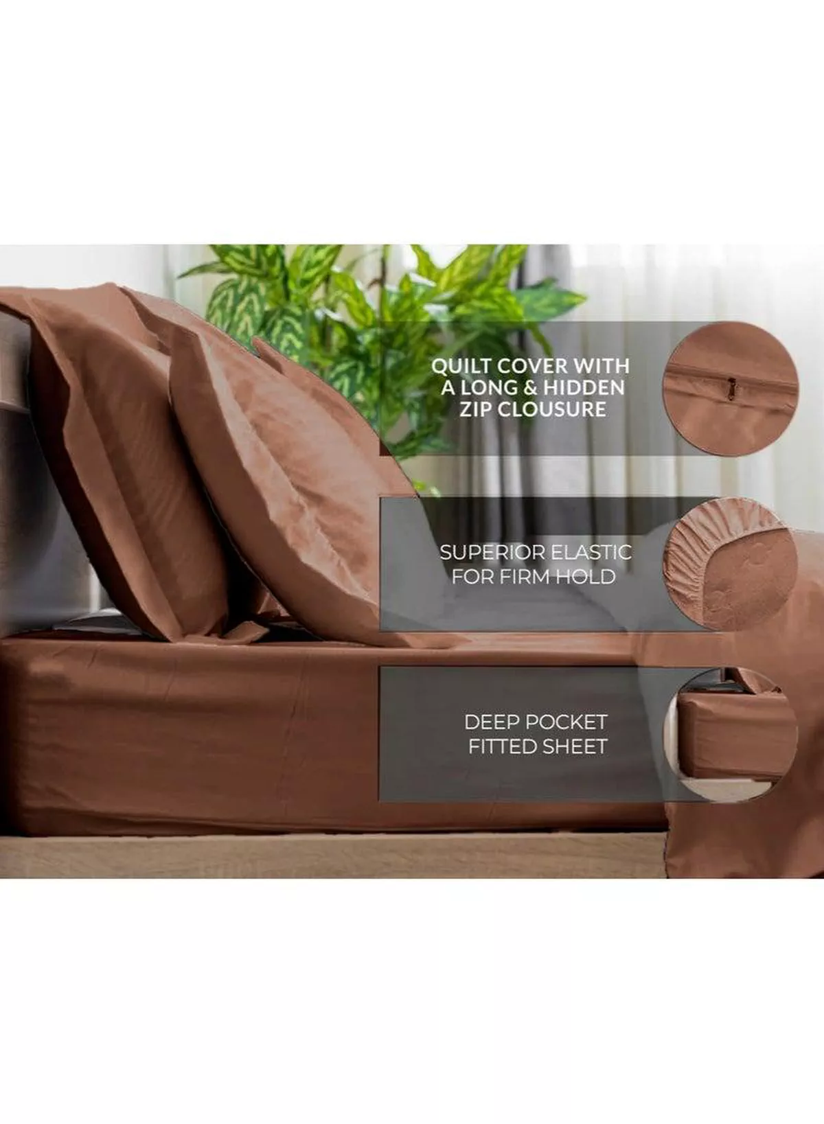 6 Piece Premium King Size Bedding Set, Dark Brown Striped Design and High Quality Cotton Hotel Luxury Bedsheet, Soft Quilt Cover and Pillowcases-1-1