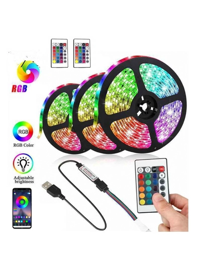 Yuwell 3 Pcs 5M Smart LED Strip Light RGB App And Remote Control Colorful Rope Lighting 15M For Home Decor Kitchen Bedroom Hotel Outdoor Bar Garden And Desktop Decoration Smart TV LED Backlights-0