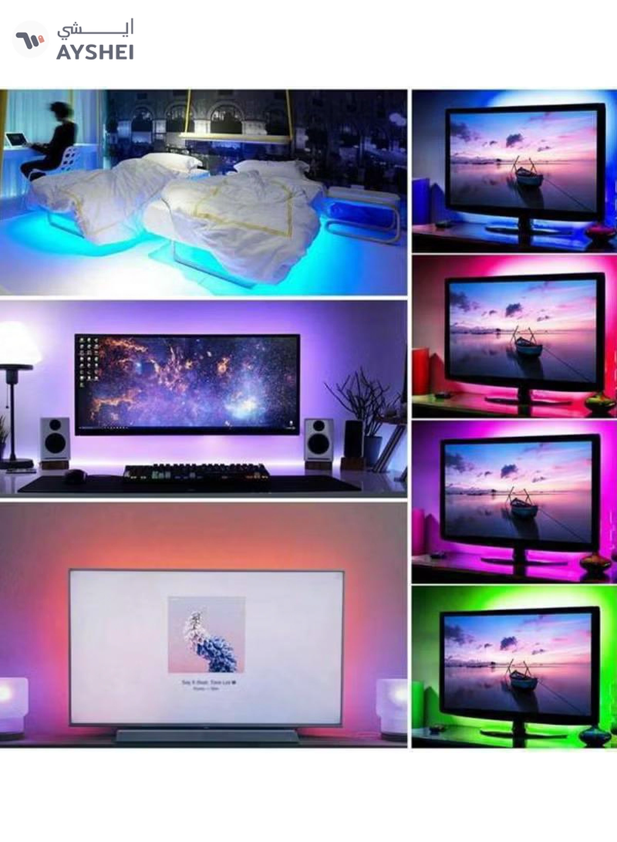 Yuwell 3 Pcs 5M Smart LED Strip Light RGB App And Remote Control Colorful Rope Lighting 15M For Home Decor Kitchen Bedroom Hotel Outdoor Bar Garden And Desktop Decoration Smart TV LED Backlights-2-2