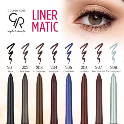 GOLDEN ROSE LINER MATIC WATERPROOF 24H STAY EYEPENCIL NO:206 PLUM BERRY-2