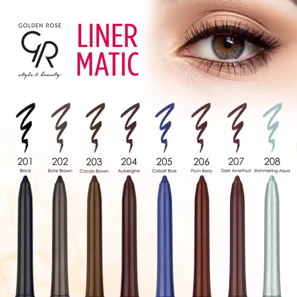 GOLDEN ROSE LINER MATIC WATERPROOF 24H STAY EYEPENCIL NO:206 PLUM BERRY-2-2