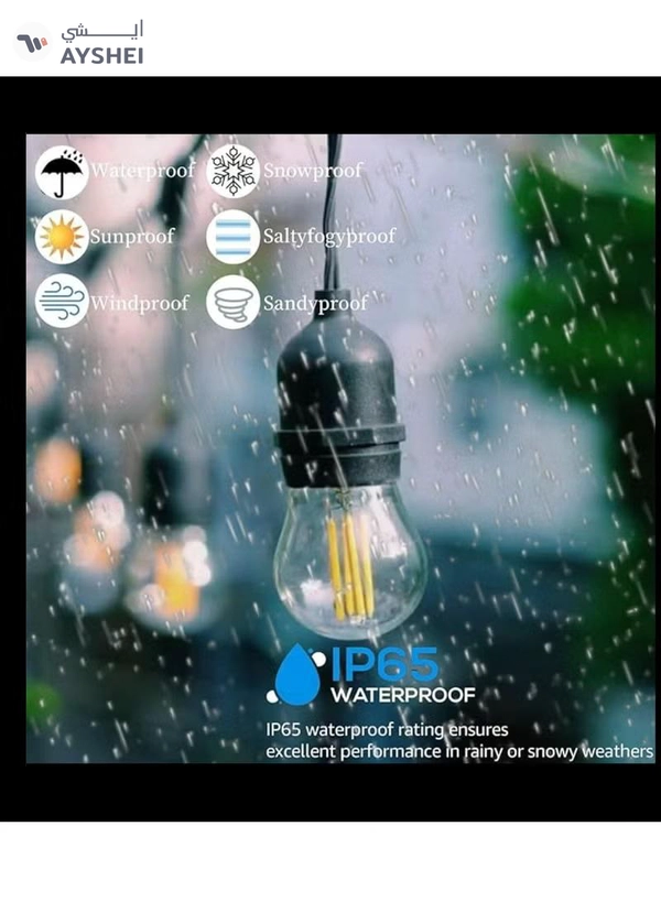 Yuwell Outdoor Waterproof IP65 Led String Lights E27 Holder 100 Meter Bulb Holder Wire With 200 Bulbs 4W G45 Clear With EU Plug Solar Bulb Holder For Ramadan Decoration Lights And Outdoor Decoration Light Hanging Light String Wire Ramadan Light For Commercial Patio Garden & Porch Yard