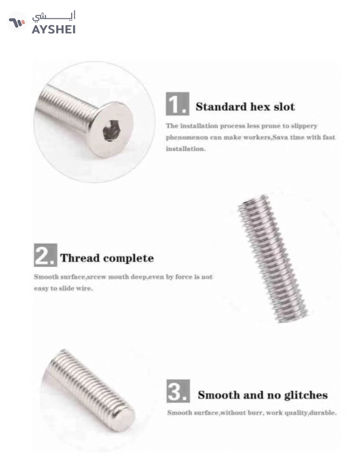 ABBASALI Stainless Steel Flat Head Socket Screws-2-2