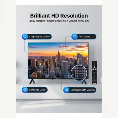 GEEPAS 32 Inch HD Smart LED TV With Remote Control, HDMI And USB Ports, Head Phone Jack, PC Audio In ,Wi-Fi, Android 14.0 With E-Share,YouTube Etc GLED3202SCHD Black-2