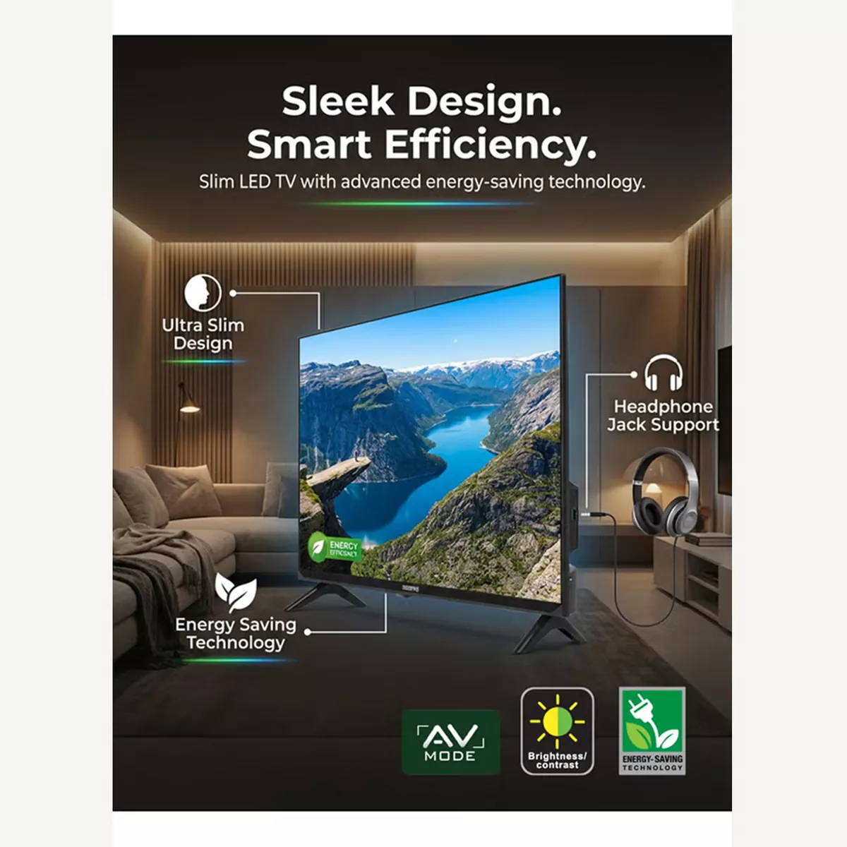 GEEPAS 32 Inch HD Smart LED TV With Remote Control, HDMI And USB Ports, Head Phone Jack, PC Audio In ,Wi-Fi, Android 14.0 With E-Share,YouTube Etc GLED3202SCHD Black-1-1