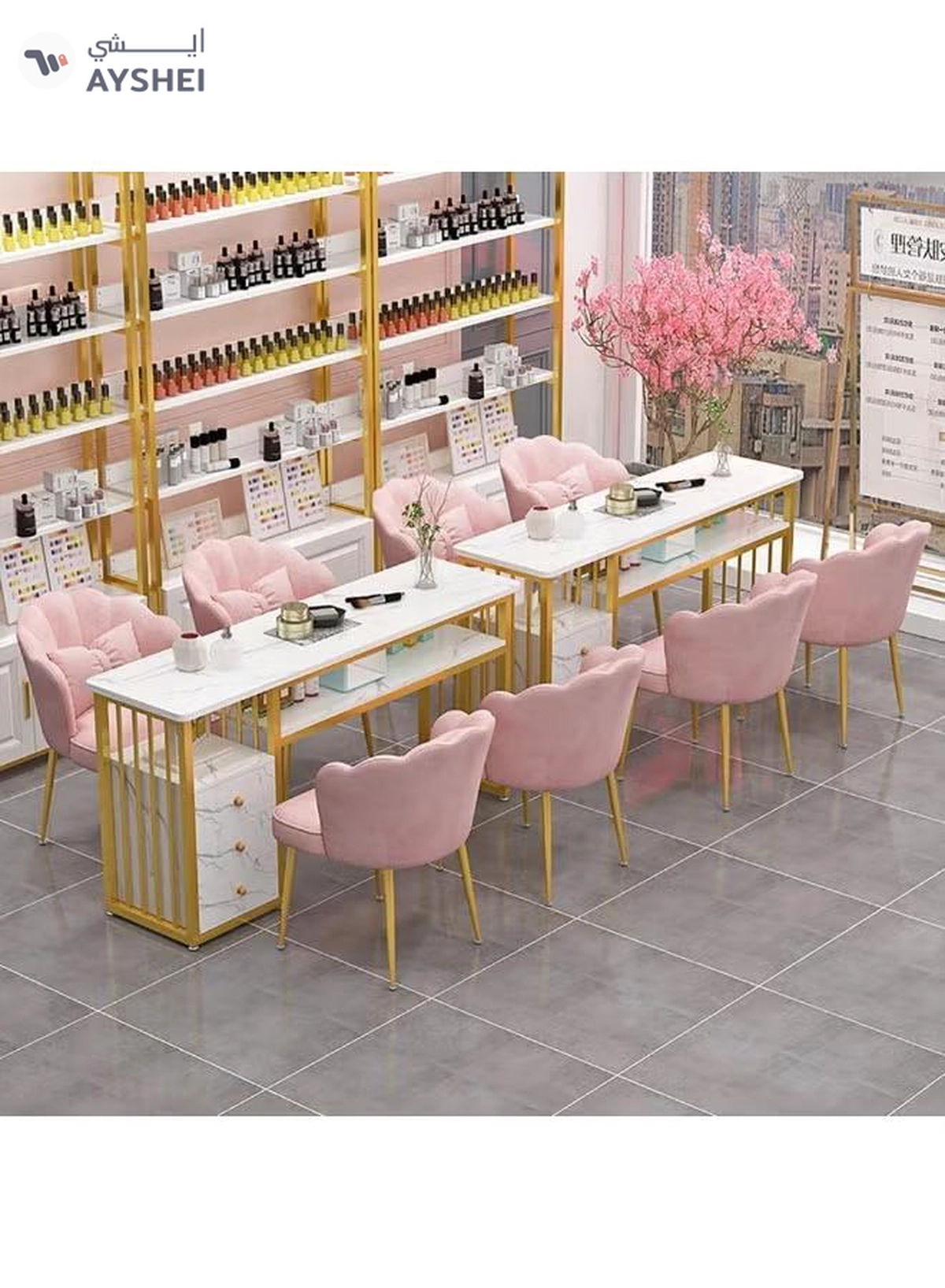 DubaiGallery Nail Table for Nail Tech Marbling Texture with 3 Storage Drawers Beauty Technician Workstation for Home Nail Tech Makeup Beauty Salon Equipment-2-2