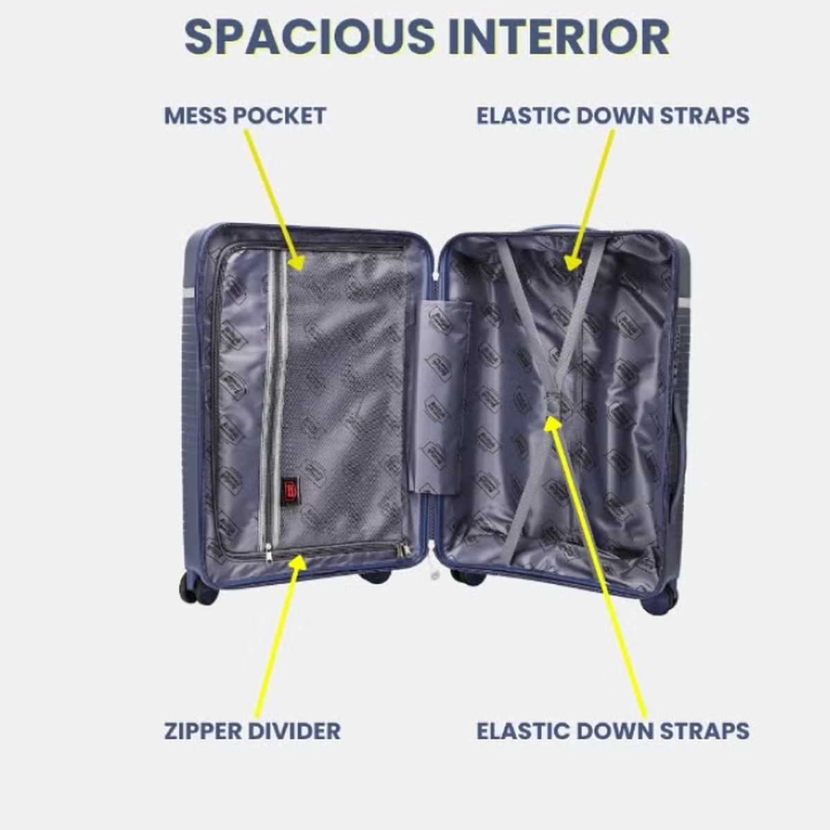 British Traveller 3-Piece Polypropylene Luggage Set | 20”, 24”, 28” Lightweight Suitcases with 360° Spinner Wheels, TSA Lock, Water & Scratch Resistant | Durable Hard Shell Trolley Bags with Telescopic Handle - Blue-3-3