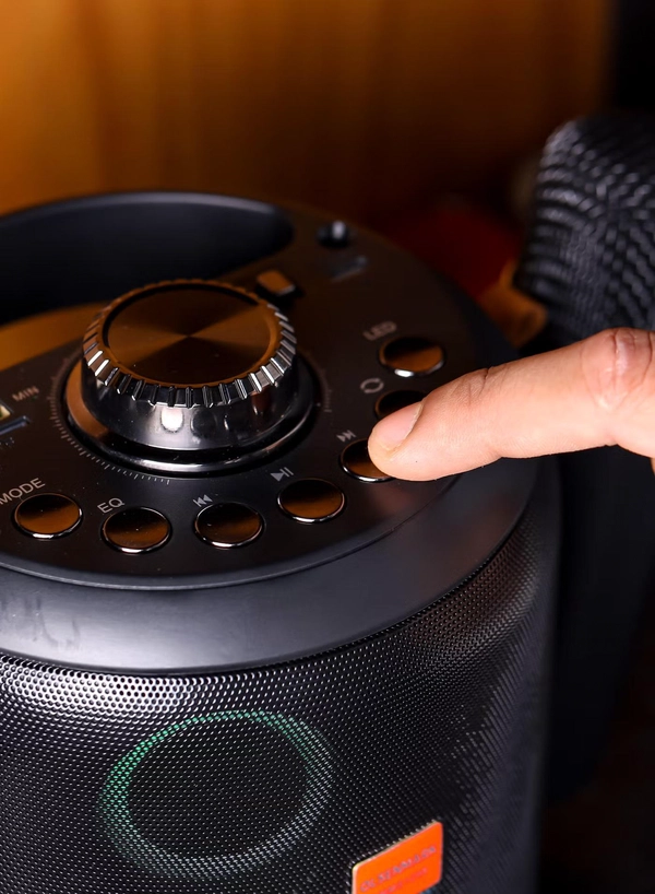 Olsenmark Portable Karaoke Speaker- OMMS1298/ with 2 Mic, USB, TF, Bluetooth, AUX, Wi-Fi Function/ 10 m Range
