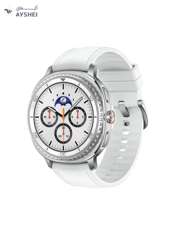Samsung Galaxy Watch 8 Classic 46mm (Middle East Version) GPS Smartwatch, Cushion Design, Rotating Bezel, Quick Button, 3nm Processor, Sleep Coaching, Running Coach White