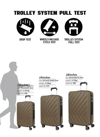 PARAJOHN Prisma Series Set of 3 Luggage | Lightweight Small 10KG, Medium 20KG & Large 30KG ABS 4 Wheels Trolley Hardsided Travel Suitcase - Gold-2
