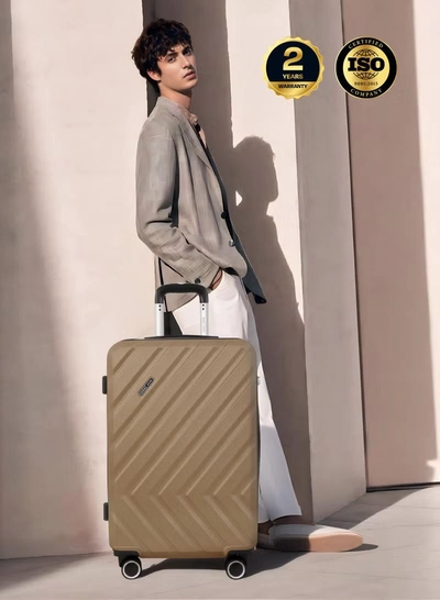 PARAJOHN Prisma Series Set of 3 Luggage | Lightweight Small 10KG, Medium 20KG & Large 30KG ABS 4 Wheels Trolley Hardsided Travel Suitcase - Gold-4
