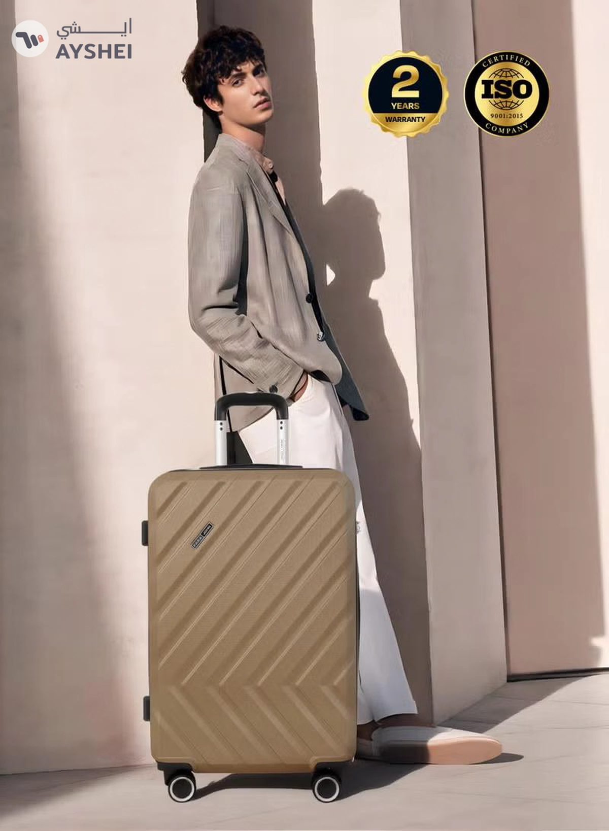 PARAJOHN Prisma Series Set of 3 Luggage | Lightweight Small 10KG, Medium 20KG & Large 30KG ABS 4 Wheels Trolley Hardsided Travel Suitcase - Gold-4-4