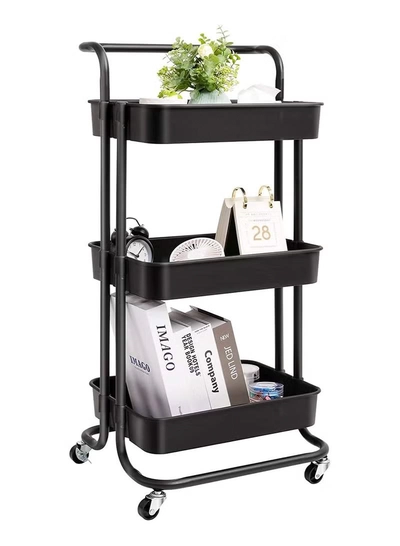 DubaiGallery 3 Tier Metal Utility Multipurpose Trolley Organizer Cart With Wheels For Office, Kitchen Bathroom Bedroom-0