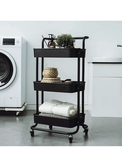 DubaiGallery 3 Tier Metal Utility Multipurpose Trolley Organizer Cart With Wheels For Office, Kitchen Bathroom Bedroom-2