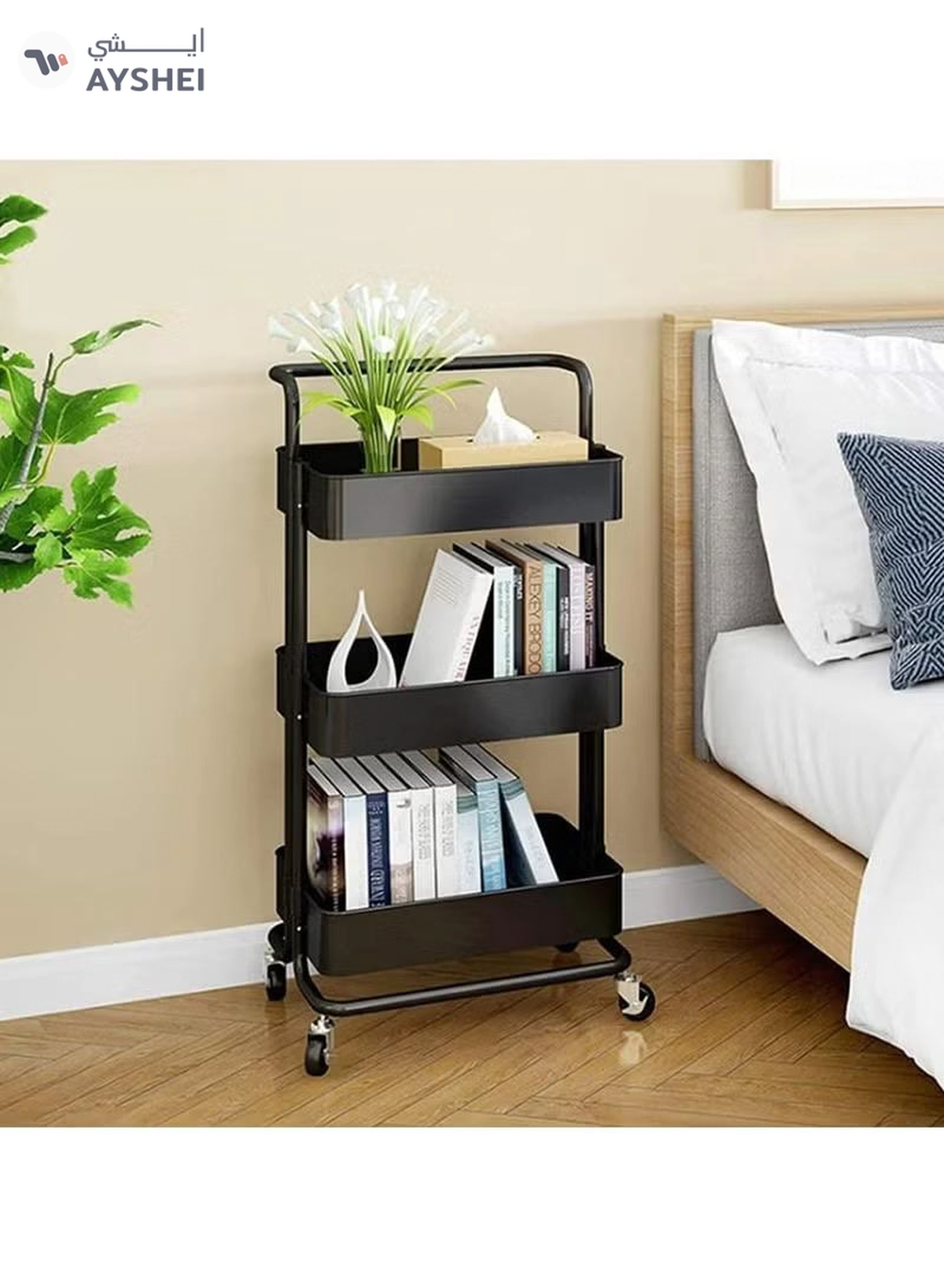 DubaiGallery 3 Tier Metal Utility Multipurpose Trolley Organizer Cart With Wheels For Office, Kitchen Bathroom Bedroom-1-1