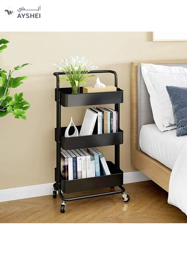 DubaiGallery 3 Tier Metal Utility Multipurpose Trolley Organizer Cart With Wheels For Office, Kitchen Bathroom Bedroom