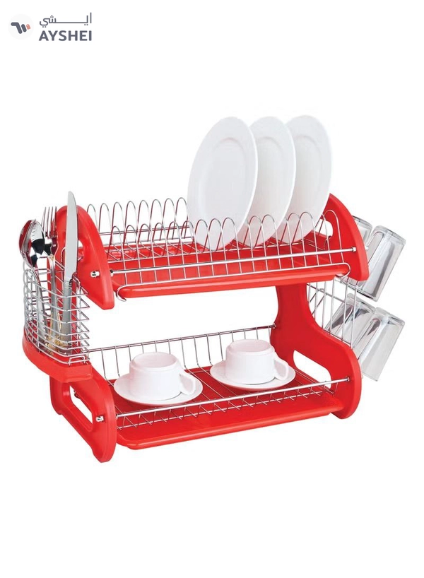 Delcasa 2Layer SS Dish Rack +Glass⋓ Holder