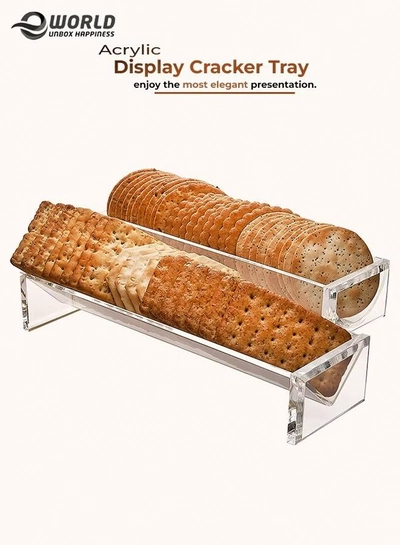 Eworld Sturdy Rectangular Acrylic Tray for serving Biscuits, Cracker Holder Stand, Pack of 2-0