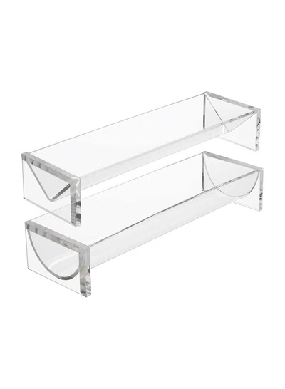 Eworld Sturdy Rectangular Acrylic Tray for serving Biscuits, Cracker Holder Stand, Pack of 2-2