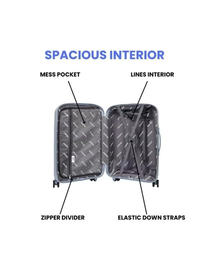 British Tourister 3 Piece Polyproplene Hard Side Spiner Luggage Trolley Set 20/24/28 Inch - Grey Blue-2