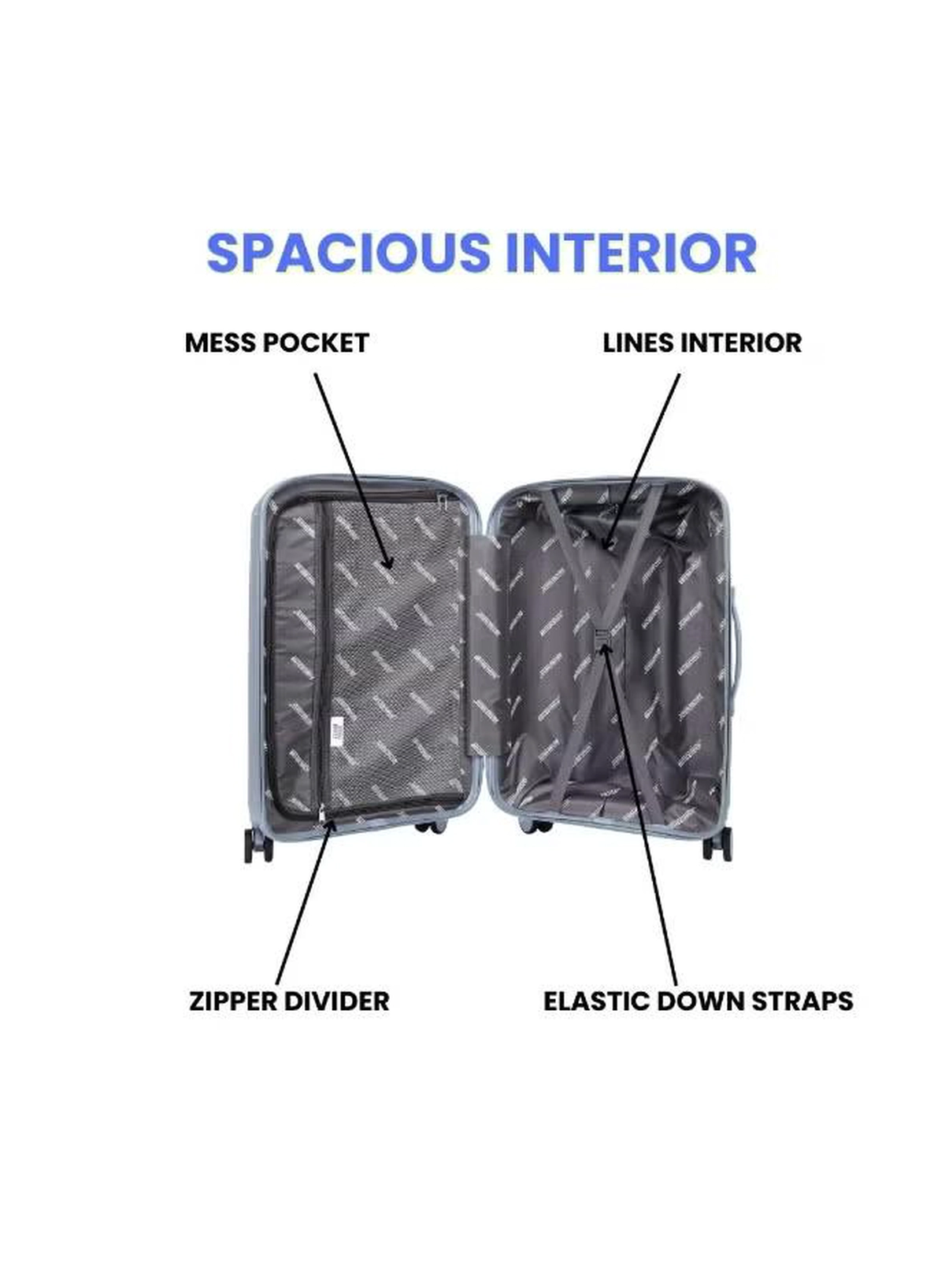 British Tourister 3 Piece Polyproplene Hard Side Spiner Luggage Trolley Set 20/24/28 Inch - Grey Blue-2-2