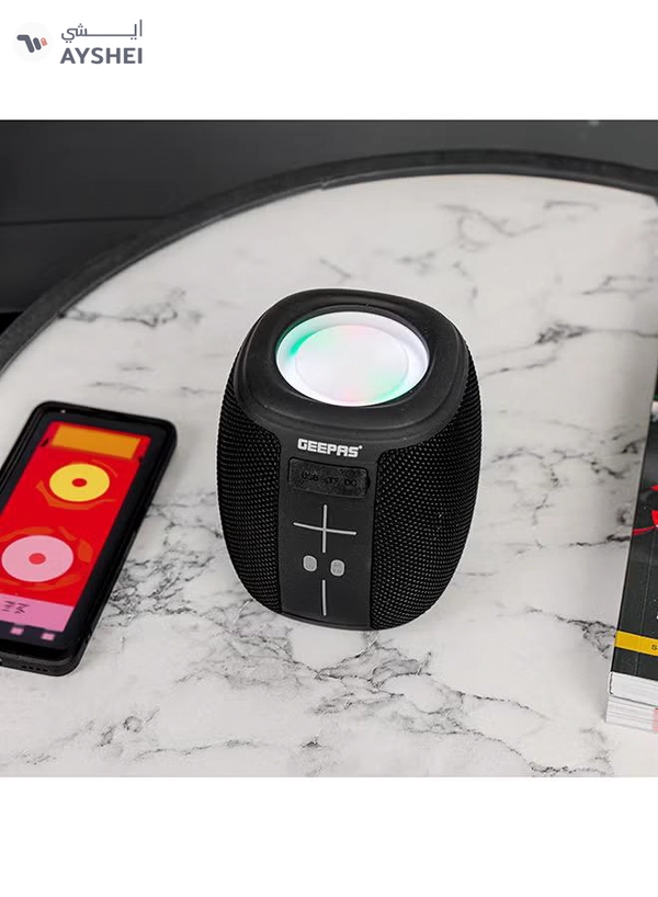 GEEPAS Rechargeable Bluetooth Speaker, BT/USB/TF Card/FM , Lithium Battery Speaker With TWS And Aux-In | Portable Speaker With Hands-Free Calling Black