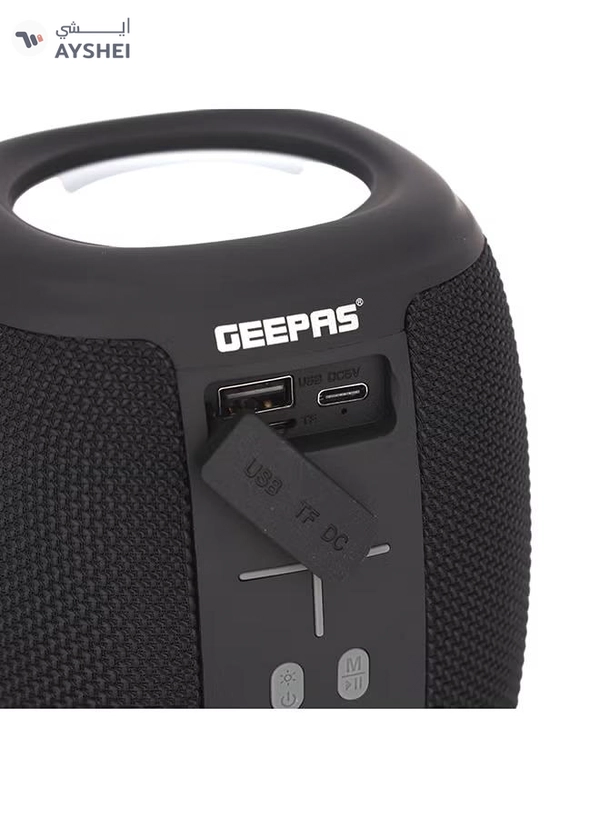 GEEPAS Rechargeable Bluetooth Speaker, BT/USB/TF Card/FM , Lithium Battery Speaker With TWS And Aux-In | Portable Speaker With Hands-Free Calling Black