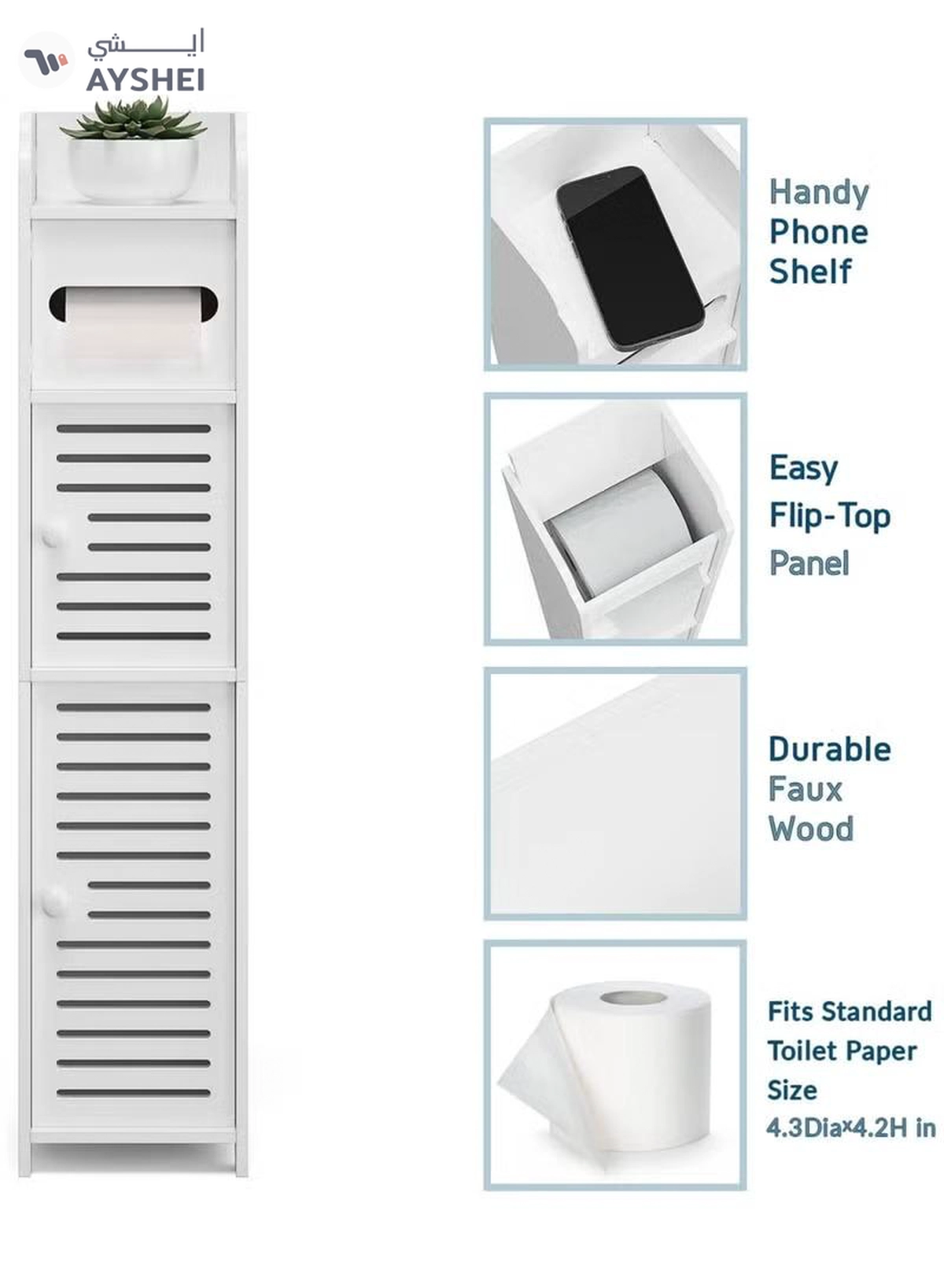  Eworld 3-Tier Free Standing Bathroom Furniture Cabinets-1-1