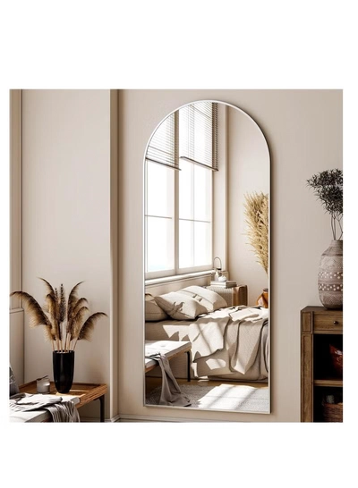 Y&D Thickening Arched Full Length Mirror with Stand-Silver Floor Length Mirror Metal Framed for Wall Mounted Body Mirror Leaning Full Body Mirror Entryway Dressing Mirror for Living Room Bedroom-4