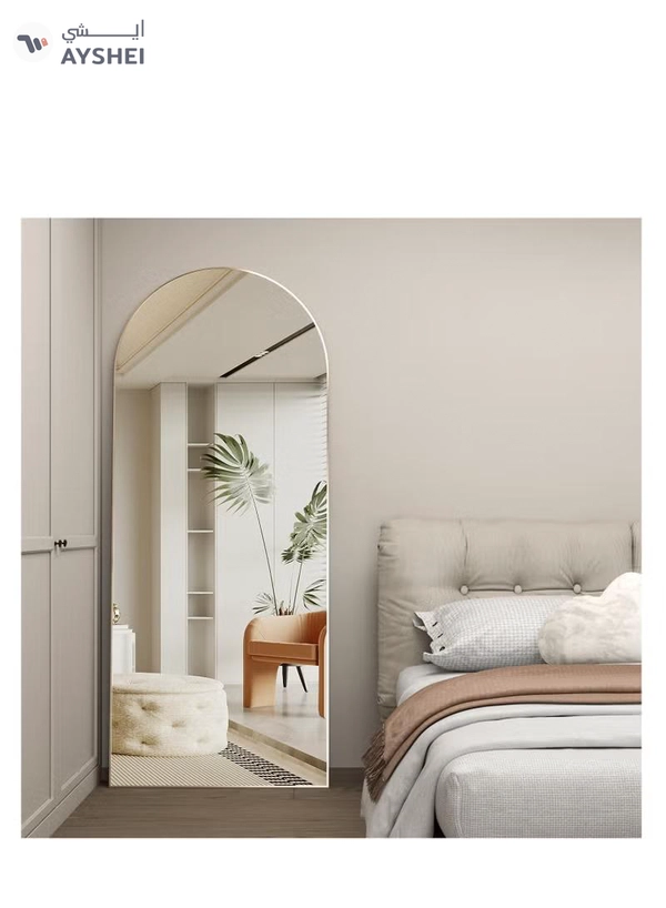 Y&D Thickening Arched Full Length Mirror with Stand-Silver Floor Length Mirror Metal Framed for Wall Mounted Body Mirror Leaning Full Body Mirror Entryway Dressing Mirror for Living Room Bedroom