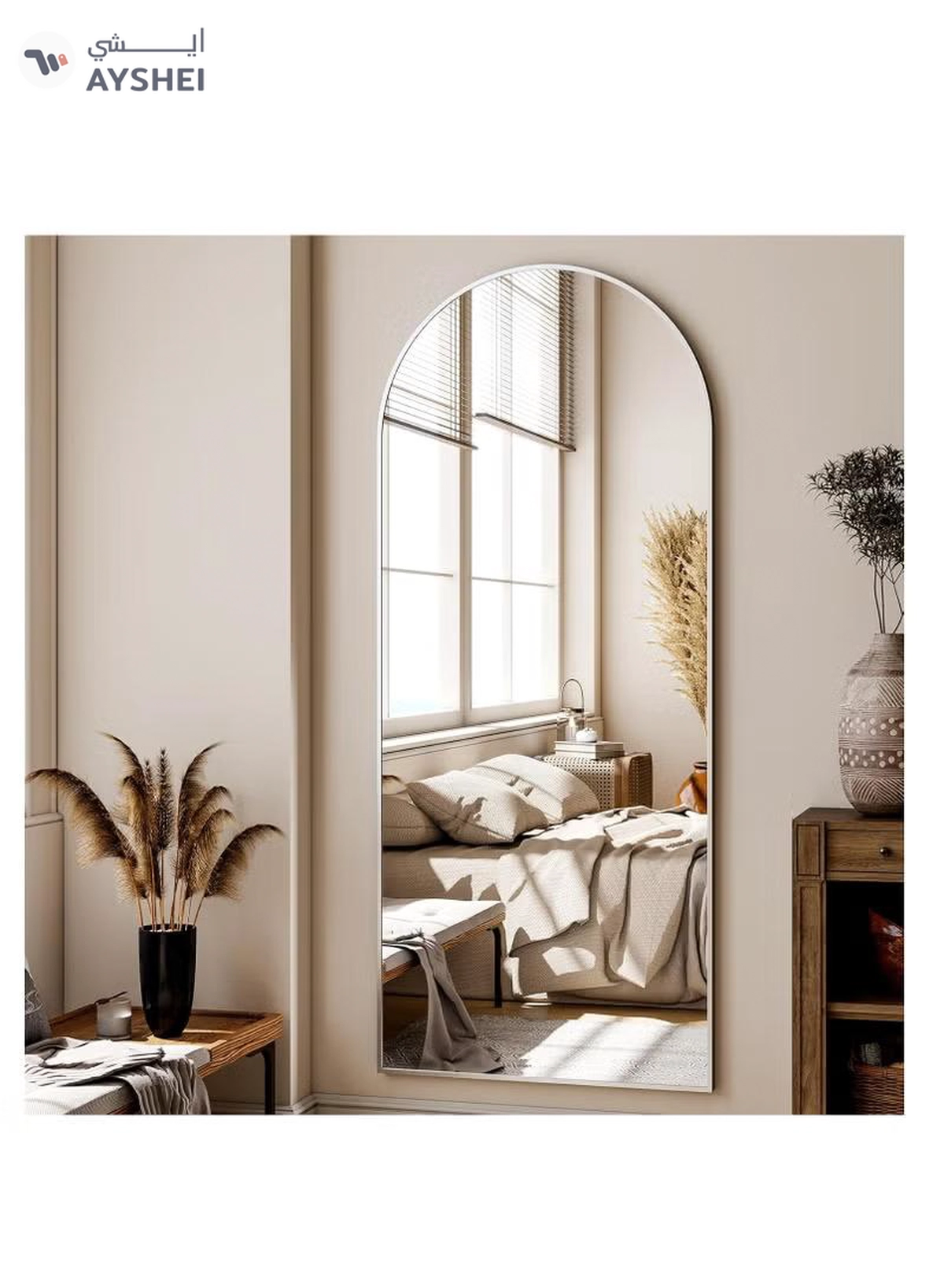 Y&D Thickening Arched Full Length Mirror with Stand-Silver Floor Length Mirror Metal Framed for Wall Mounted Body Mirror Leaning Full Body Mirror Entryway Dressing Mirror for Living Room Bedroom-4-4