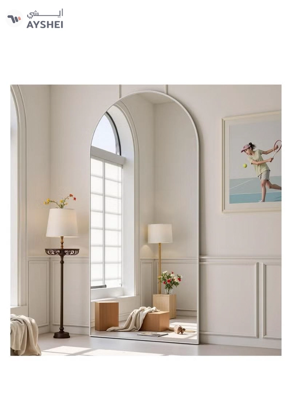 Y&D Thickening Arched Full Length Mirror with Stand-Silver Floor Length Mirror Metal Framed for Wall Mounted Body Mirror Leaning Full Body Mirror Entryway Dressing Mirror for Living Room Bedroom