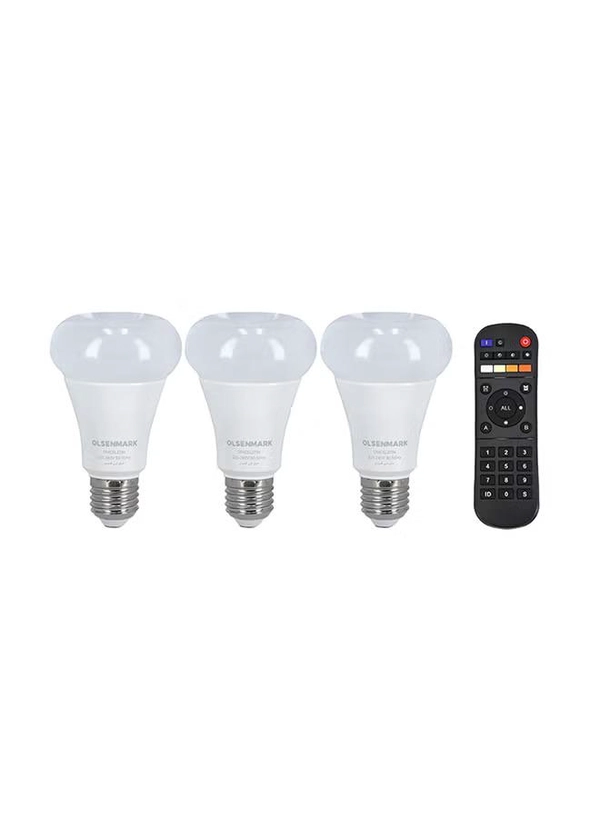 Olsenmark 3-Piece Smart LED Light Bulb With Remote White
