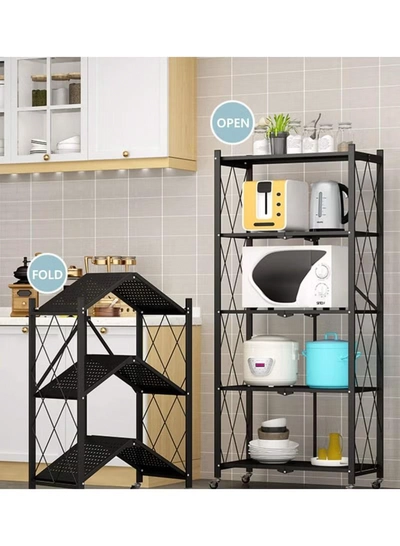 DubaiGallery Foldable Storage Shelves 5 Tier, Storage Racks Kitchen Cabinet, Shelf Storage Multipurpose Rack -3