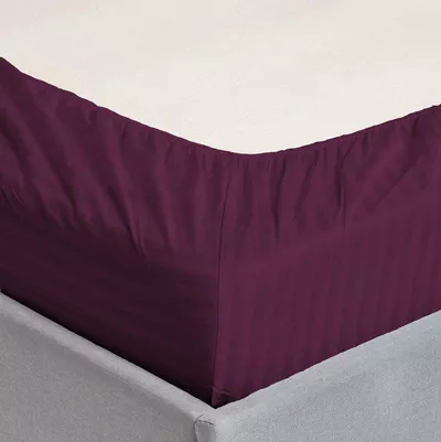 3pcs Fitted Bedsheet Set, 150x200cm, Deep Pocket (15–35cm), Striped Hotel Bed Sheet Set, Purple-2