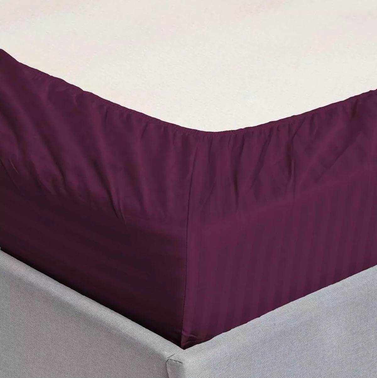 3pcs Fitted Bedsheet Set, 150x200cm, Deep Pocket (15–35cm), Striped Hotel Bed Sheet Set, Purple-2-2