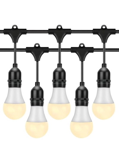 Yuwell Outdoor Waterproof IP65 Led String Lights E27 Holder 100 Meter Bulb Holder Wire With 200 LED Bulbs 9W Warm White With EU Plug Solar Bulb Holder For Ramadan Decoration Lights And Outdoor Decoration Light Hanging Light String Wire Ramadan Light For Commercial Patio Garden & Porch Yard-0