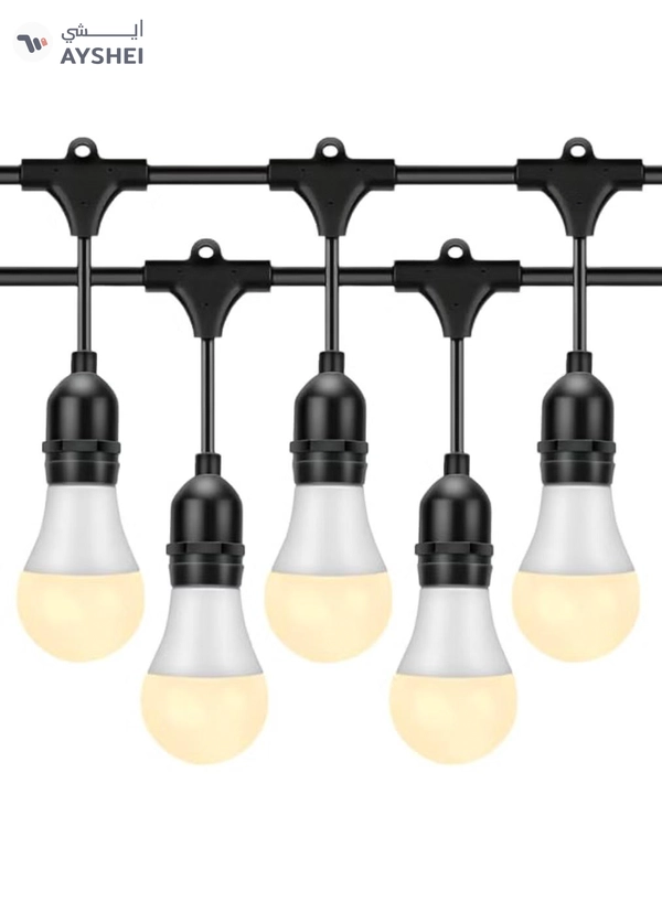 Yuwell Outdoor Waterproof IP65 Led String Lights E27 Holder 100 Meter Bulb Holder Wire With 200 LED Bulbs 9W Warm White With EU Plug Solar Bulb Holder For Ramadan Decoration Lights And Outdoor Decoration Light Hanging Light String Wire Ramadan Light For Commercial Patio Garden & Porch Yard