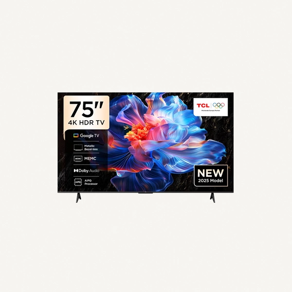 TCL 75-Inch P6K LED 4K UHD HDR Smart TV | Google TV, 60Hz, HDR 10, AiPQ Processor, Dolby Audio, MEMC, HDMI 2.1, Bluetooth 5.2, WiFi 5, Bezel-less Design, (2025 Model) 75P6K Black