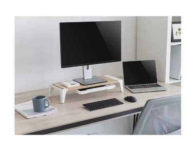 Navodesk Premium Wooden Monitor Riser With Drawer, Minimalistic Monitor Stand for iMac & PC-1